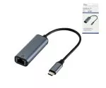 Adapter USB C Stecker/RJ45 Gbit LAN Buchse, 0,2m, 10/100/1000 Mbps mit Auto-Erkennung, space grau, DINIC Box